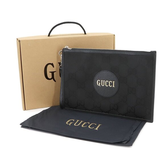 GUCCI Off The Grid Clutch Bag Leather GG Nylon Black 625598 Purse 90271237 - Picture 1 of 12